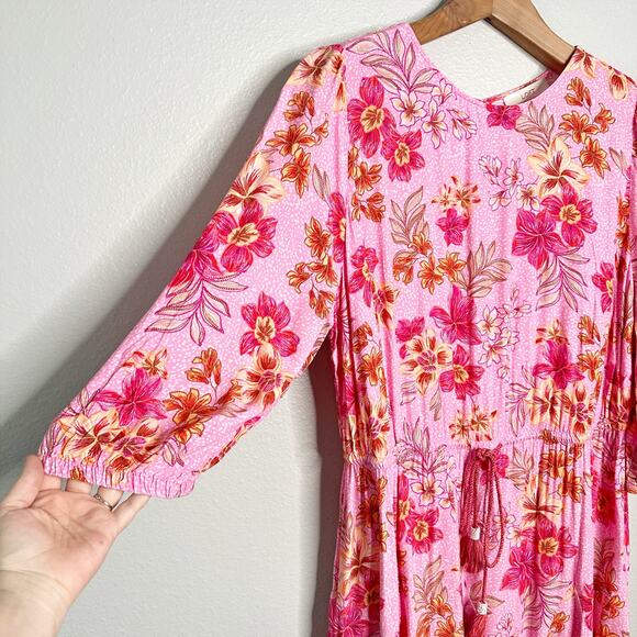 Loft Lily Godet Puff Sleeve‎ Mini Flare Dress Pink 3/4 sleeve Women’s Size XXL - Picture 3 of 12
